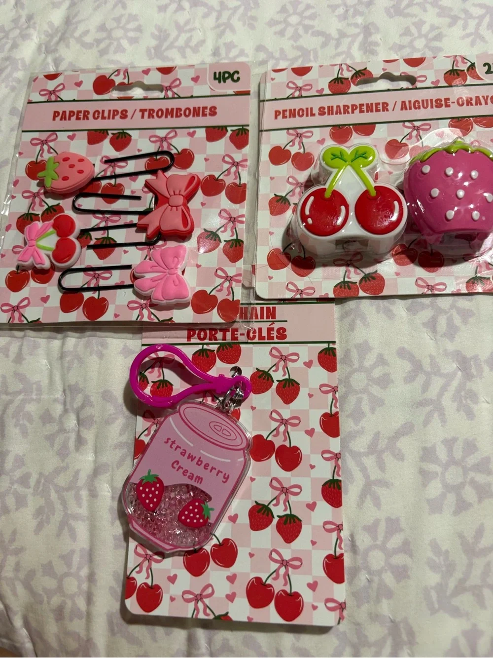 Literally Just a Girl Pink Cherry Pencil Case & Accessory Set